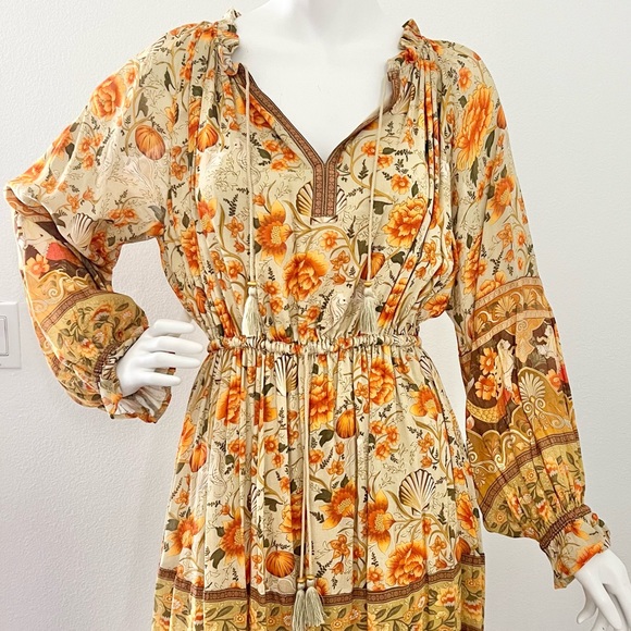 New Spell & The Gypsy Seashell Floral Dress x Free People Size Small - Yellow - Picture 4 of 9